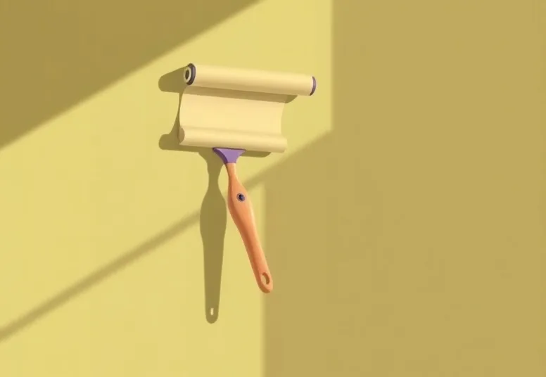 Pose de papier peint, rouleau et brosse à maroufler